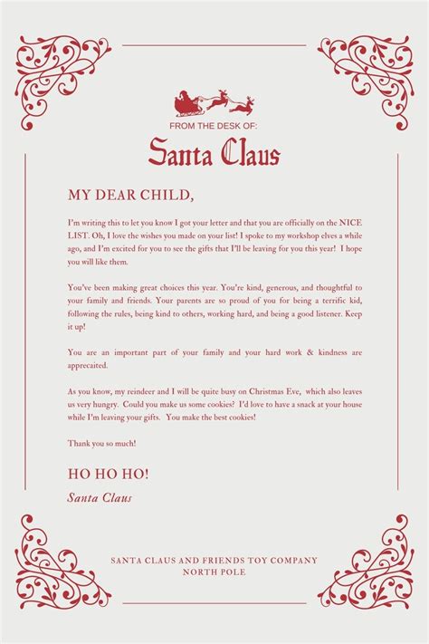 charity letter from santa|15 Free Letter From Santa Templates .
